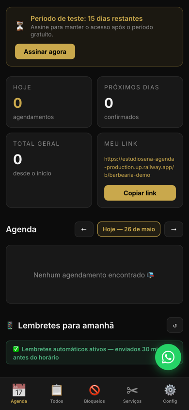 Painel de agenda MeuBarbeiro